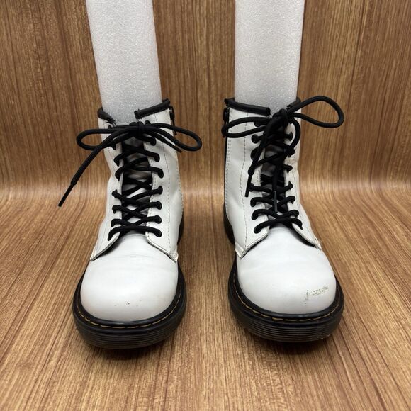 Dr. Marten’s 1460 Kids size 2 Optic White youth zip and lace up Boots - Picture 4 of 8